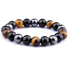 Triple Protection Bracelet – Hematite, Black Obsidian & Tiger’s Eye | Balance, Protection & Positive Energy