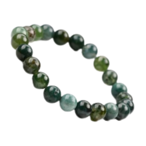 Moss Agate Stone Bracelet – Healing Crystals for Balance & Growth