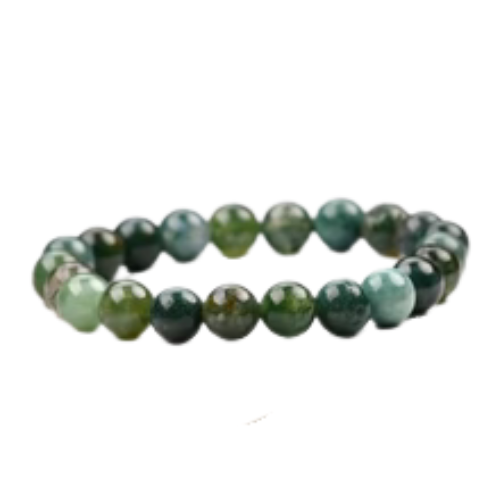 Moss Agate Stone Bracelet – Healing Crystals for Balance & Growth