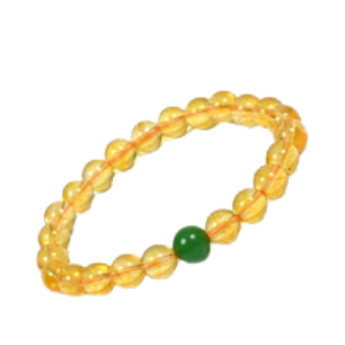 Natural Citrine Stone & Green Jade Bracelet – Wealth, Prosperity & Positive Energy | Unisex
