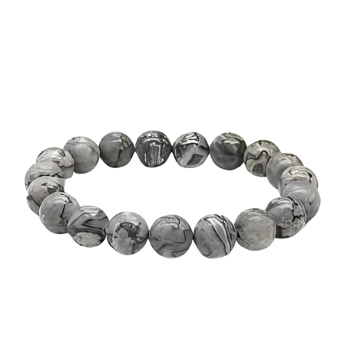 Black Picasso Jasper Bracelet - Helps in Grounding, Resilience, and Emotional Balance - Suitable for Unisex